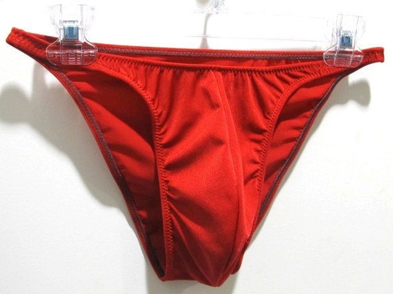 Men's red lycra posing suit briefs