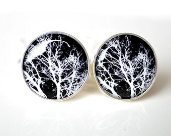 Tree branch cufflinks - Nature keepsake gift for the groom, groomsmen, father of the bride on wedding day - style 001