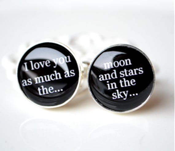 I love you moon and stars in the sky cufflinks wedding day