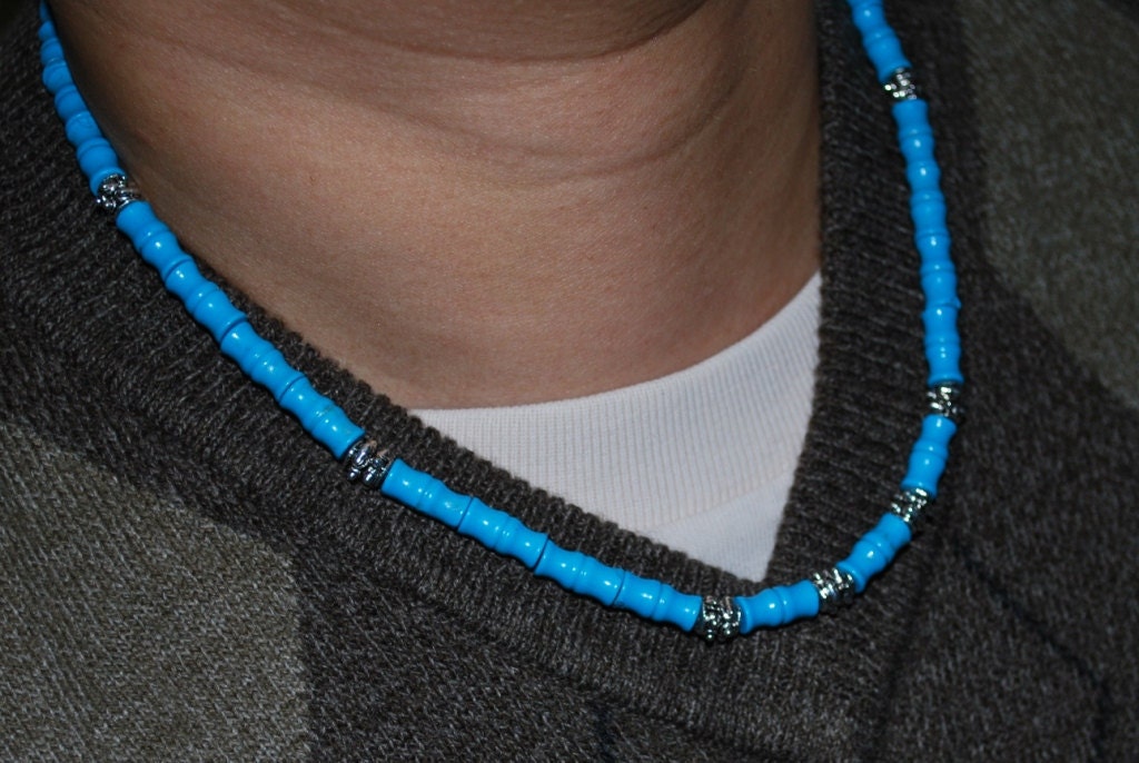 Mens Necklace Men's Necklace Turquoise Necklace by MyasCreations