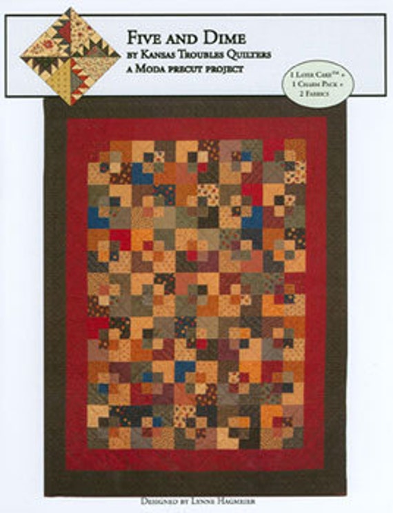 items-similar-to-five-dime-quilt-pattern-from-kansas-troubles-quilters-uses-layer-cake-and