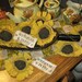 Very Primitive Set of 4 " SunFlower PRIMS " Handmade Country Decor Folkart SUNFLOWER Ornie / Tucks / Bowl Fillers