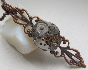 Steampunk Gothic necklace vintage watch movement Costume Jewelry for Her Gifts for teens Goth necklace Goth pendant