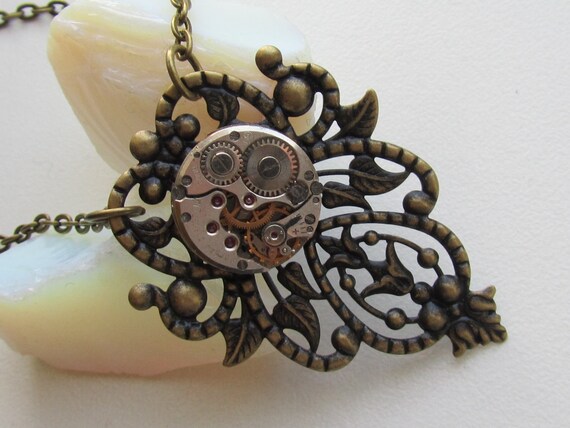 Steampunk Gothic filigree necklace with the smallest