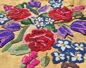 vintage hooked rug unfinished HUGE offered by Elizabeth Rosen