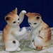 Pair of Vintage Cat/Kitten Figurine, Sweet Pair Bone China of Kitten Figurine, Twin Orange and White Japan Kitten