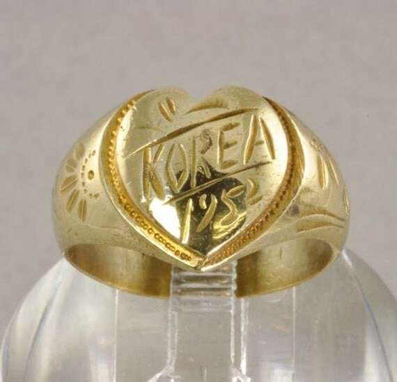 Vintage Military Jewelry Korean War Brass Trench Art Ring