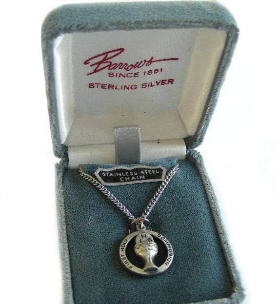Catholic or Lutheran Religious Jewelry - Sterling Silver "First Holy Communion" Medal - on 18" Stainless Chain