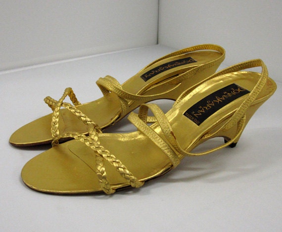 Sale Vintage Donna Karan Gold Sandal Never by FashionHouseProject