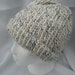 Knitted hat with handspun wool and silk (cream, natural with flecks of azure blue)