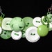 Button Necklace - Vintage button Jewelry - LIME FIZZ - Green - White