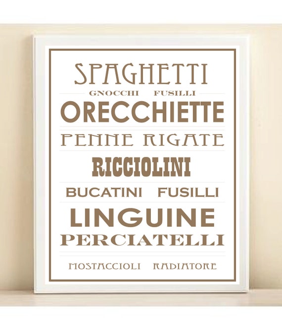 Italian Pasta print poster