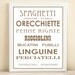 Italian Pasta print poster