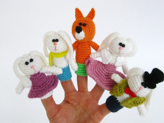 Items similar to Finger puppets - Crochet finger puppets - Crochet ...