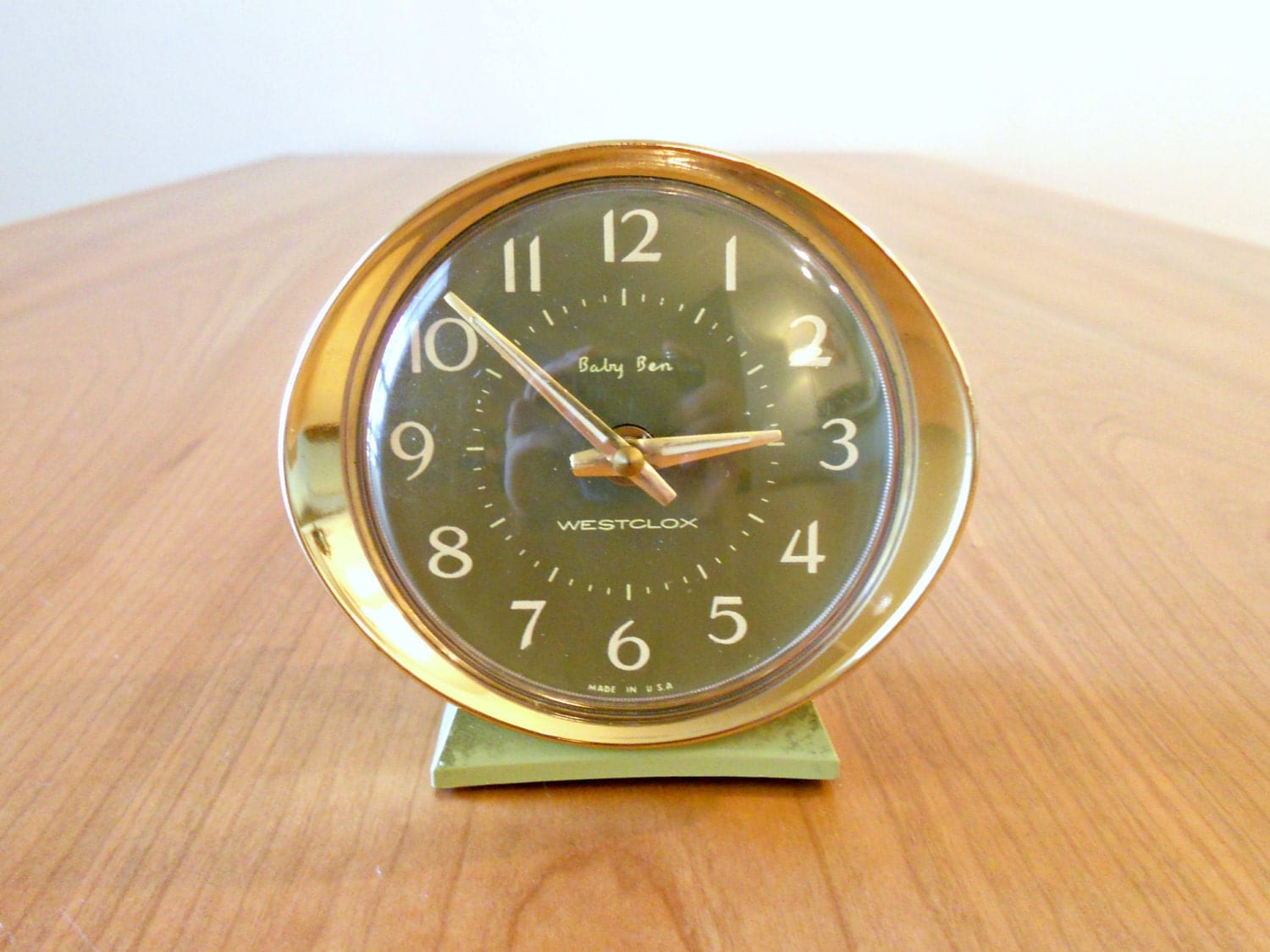 Vintage Westclox Baby Ben Alarm Clock in Olive Green