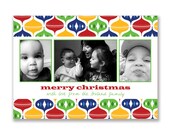 Custom Photo Christmas Card Colorful Custom Holiday Card Three Pictures Red, Green, Blue,Yellow DIY Digital or Printed - Boland Style Il_170x135