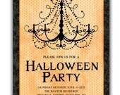 Halloween Party Invitation Chandelier Orange Black Damask Spooky Fall Autumn Invitation DIY Digital or Printed - Naveen Style Il_170x135