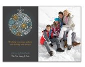 Photo Christmas Card Doodle Ornament Minimal Holiday Card Greeting Card Peace and Joy DIY Digital or Printed - Roland style Il_170x135