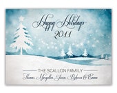 Vintage Christmas Card Winter Holiday Card Watercolor Greeting Card DIY Digital or Printed - Scallon style Il_170x135