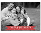 Photo Christmas Card Modern Chevron Flag Holiday Card Red Chevron Greeting Card Black & White DIY Digital or Printed - Reese style Il_170x135