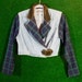 Cropped denim flannel pleather buckle jacket size medium 90s grunge