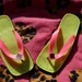 Neon Lime Green and Pink Totes Square Flip Flops 80s 8
