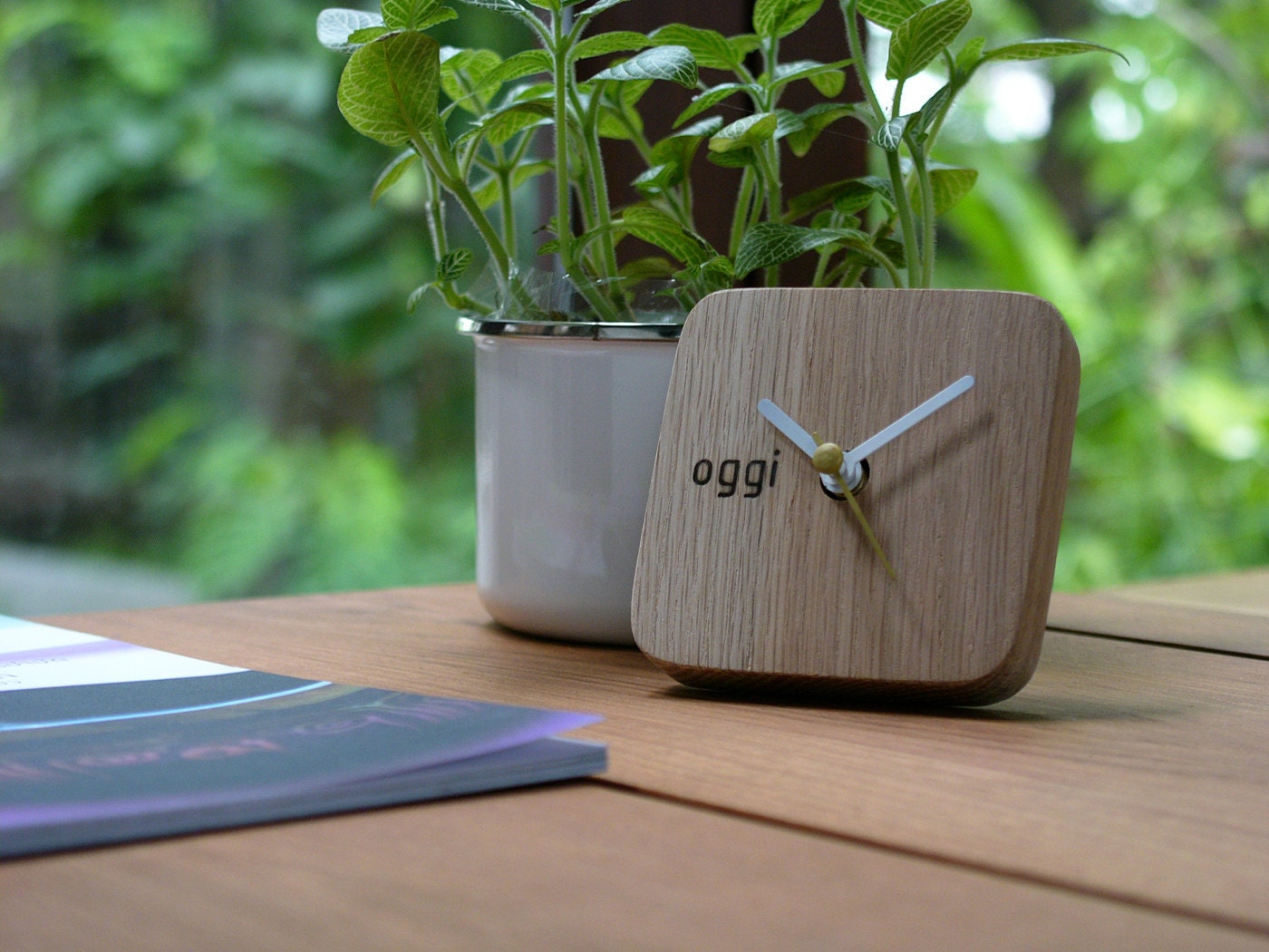 Handmade Wooden desk clock made from recycle wood in my