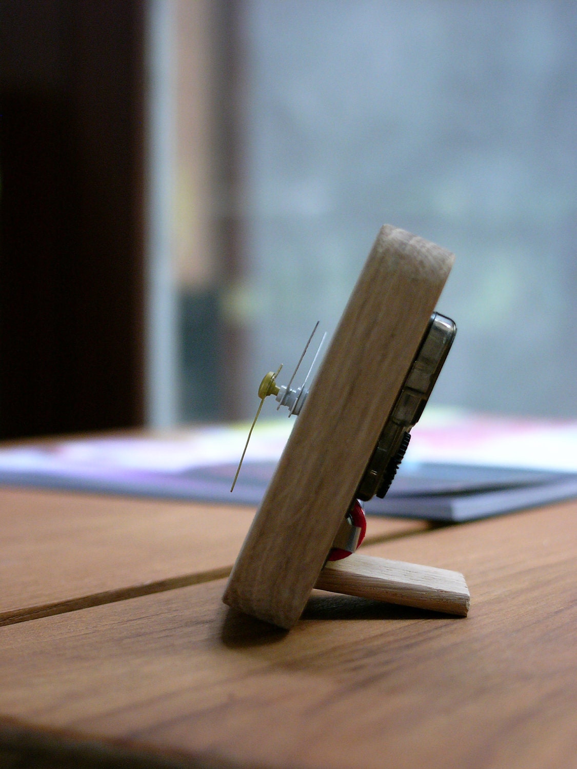 Handmade Wooden desk clock made from recycle wood in my