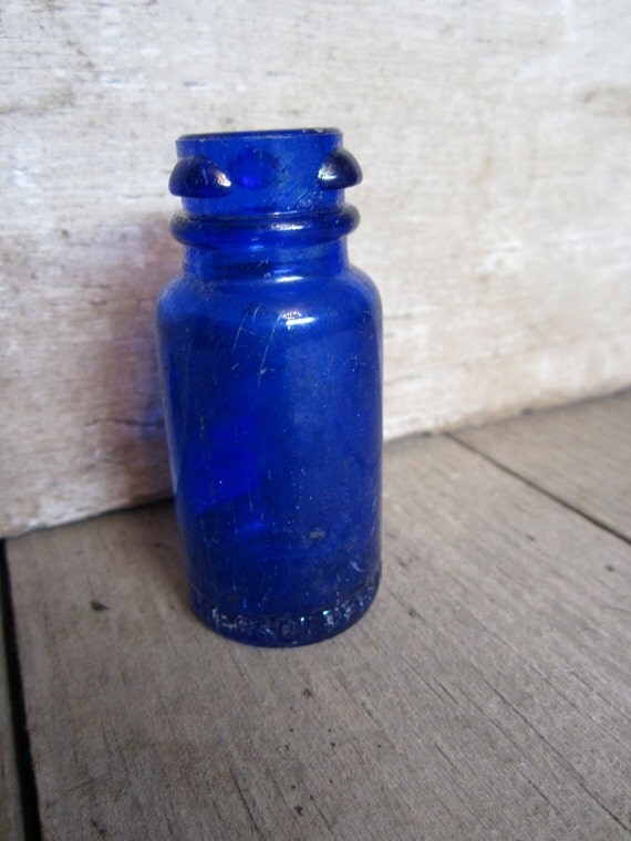 Small Antique Cobalt Blue Bottle Medicine Vintage Blue Bottle