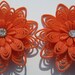 Vintage Earrings Soft Plastic Floral Orange Retro Large Clip On 1960s