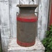 Antique Metal Can Industrial Steel Can Painted Red Farm Fresh Rustic Decor
