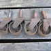 Set of 4 Antique Iron Castor Wheels Industrial Cart Iron Wheels Old