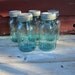 Instant Collection of 5 Quart Vintage Blue Ball Pefect Mason Jars Aqua Glass with Zinc Metal Lids
