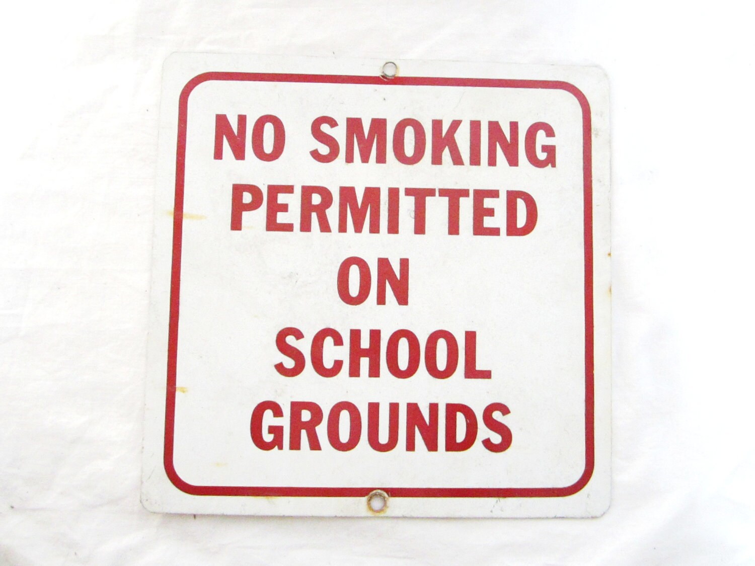 Vintage Metal Sign No Smoking on School Grounds Original Old