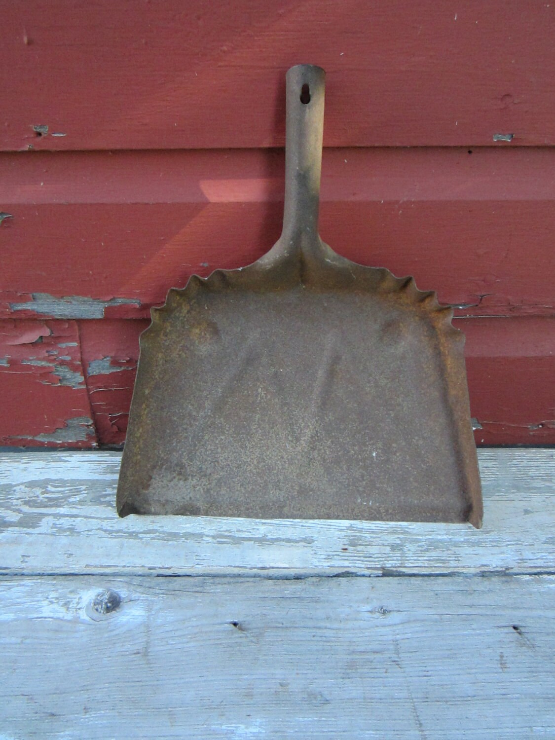 Antique Industrial Dust Pan Thick Heavy Old Steel Metal Dust