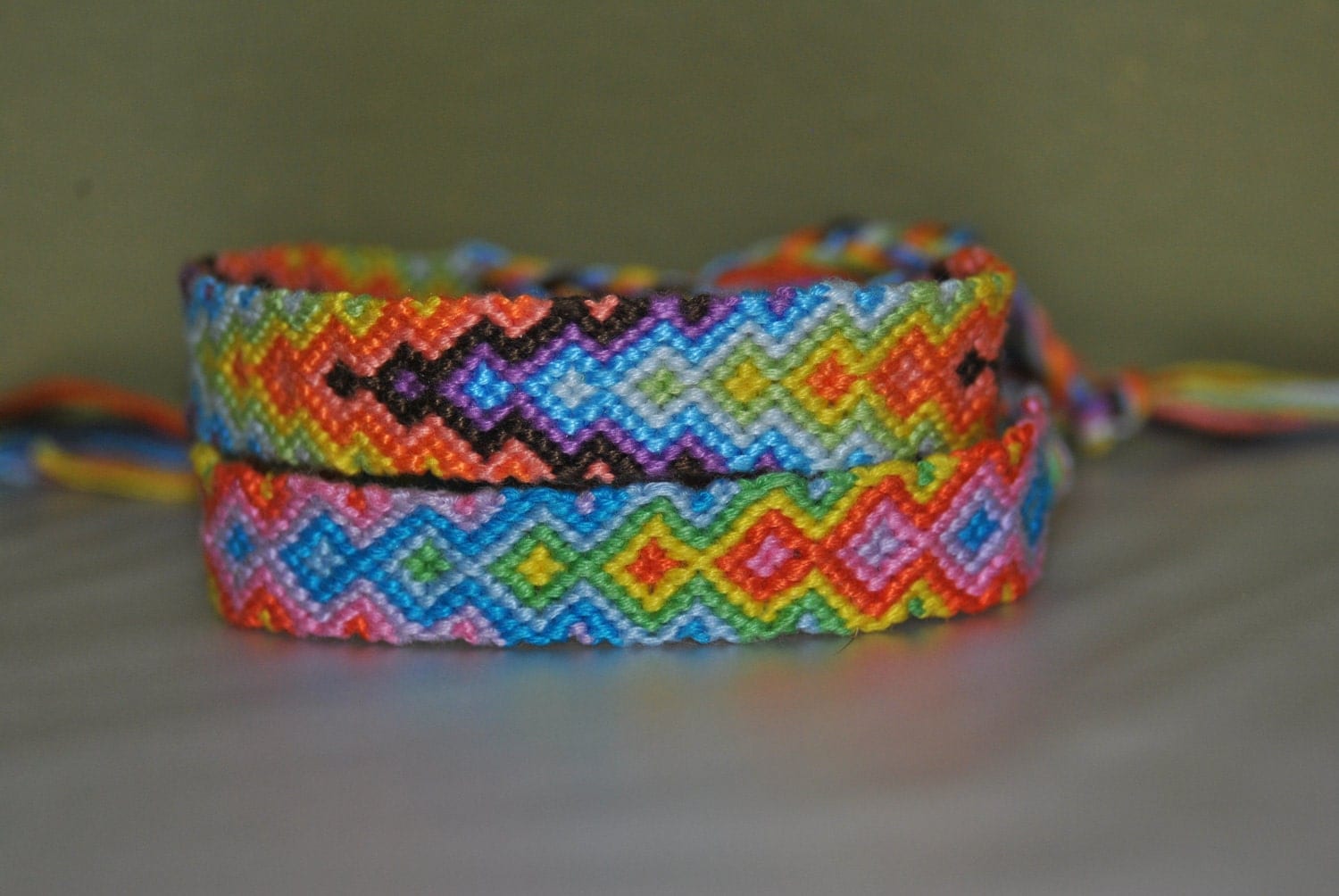 Set of Rainbow Diamond Friendship Bracelets by sweetthreadss