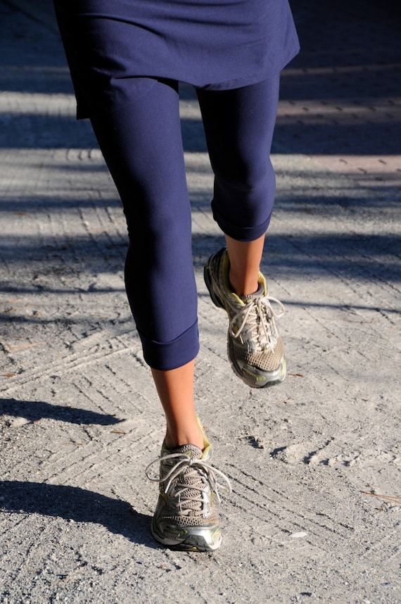 Navy Running Skirt attached to navy tights