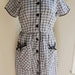 Vintage 1950s Women's Carol Brent Black and White Check Day Dress (40" Bust)