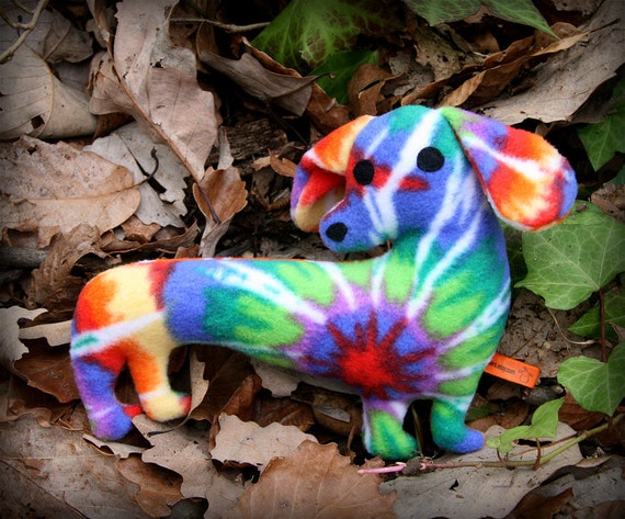 tie dye stuffed dog