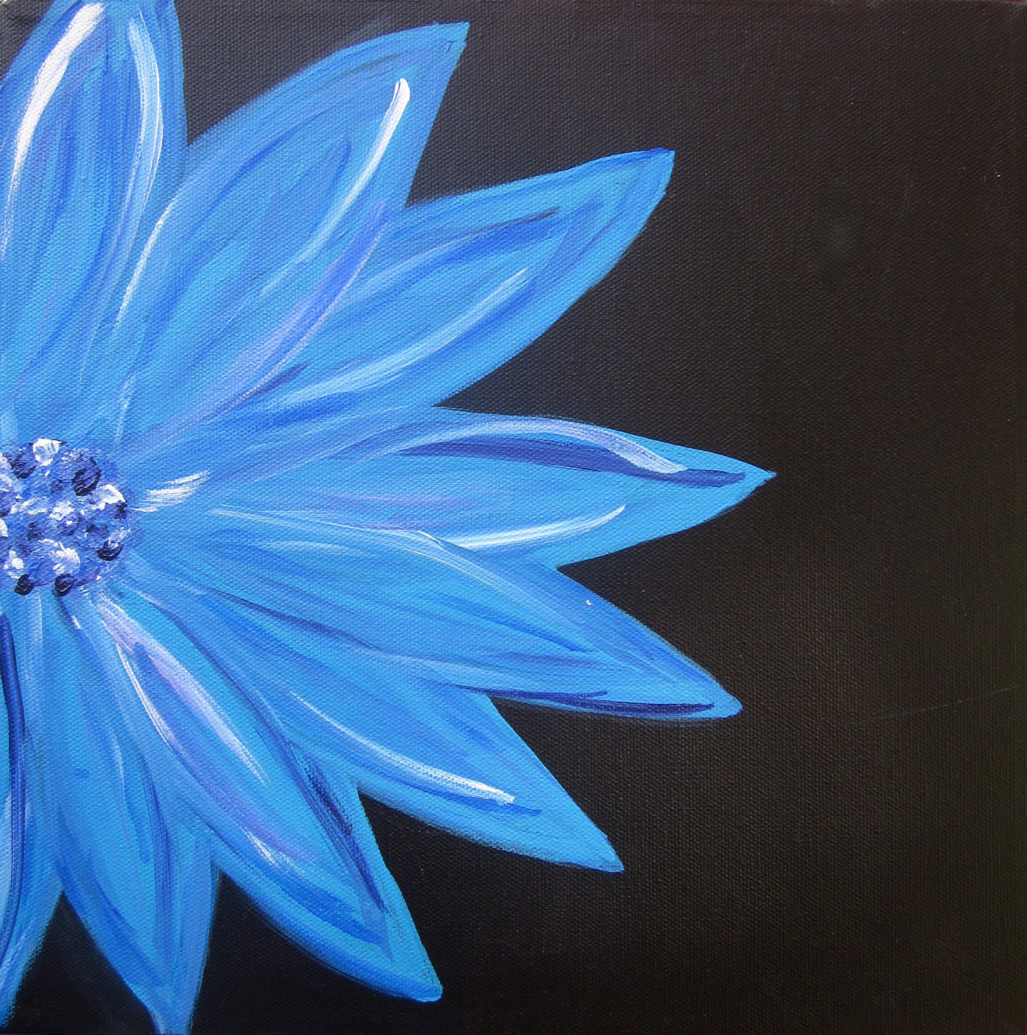  Blue  Flower  12x12 Original Abstract  Painting