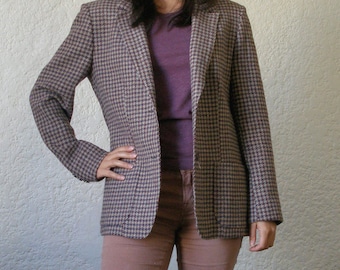 Pendleton Brown/Blue/Tan Houndstooth Wool Blazer Size S-M