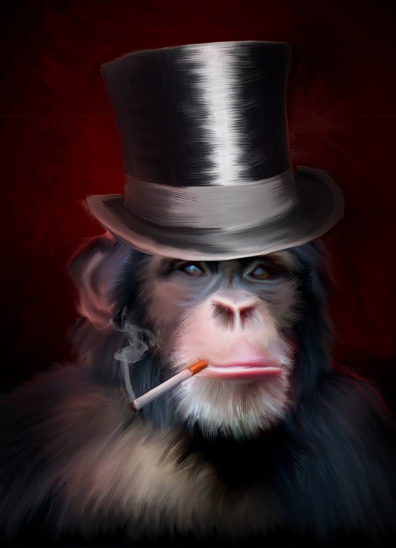 Smoking Monkey Art 2 by James Cattlett. Cig Monkey