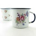 Vintage Enamelware Mugs Cups Roses Robert Steffy Louise Pattern