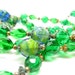 Emerald Green Necklace Vintage Teal Blue Art Glass Beads Multistrand Choker