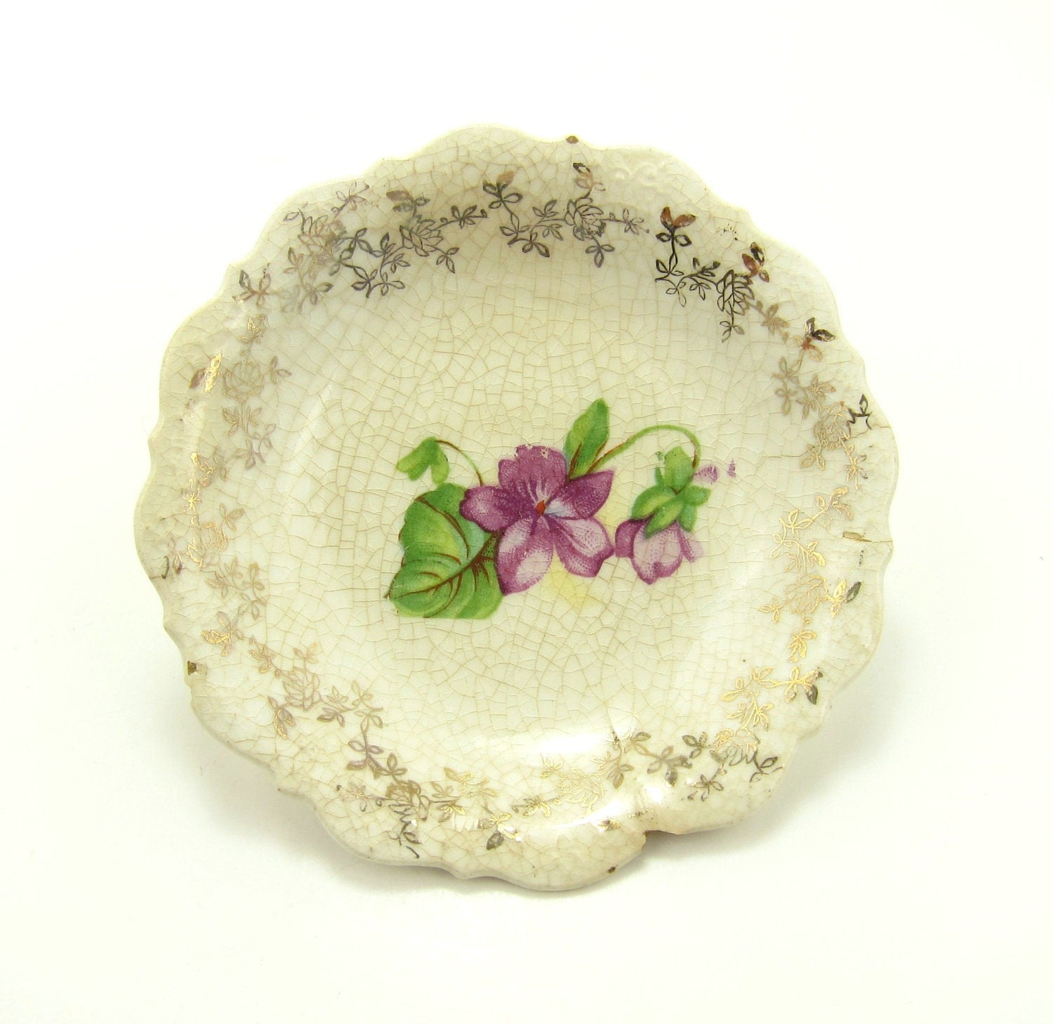 Violet Butter Pat Vintage Ironstone China Small Plate Dish