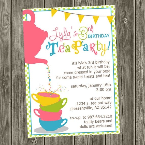 Items similar to Tea Party Birthday Invitation on Etsy