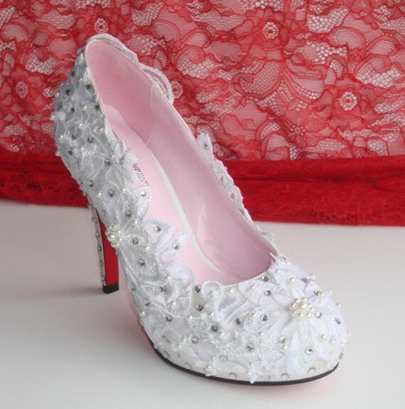 Items similar to Handmade all lace covered wedding shoes , party shoes ...