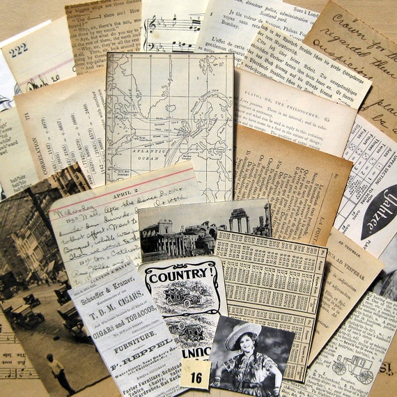 Vintage Paper Ephemera PackSmallSized Collection for
