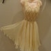 SALE Vintage 1950s dress full beaded chiffon gown crinoline ballroom dance cocktail XS/S lemon yellow