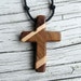 Hand Carved - Walnut - Cross - Necklace - Mens Jewelry